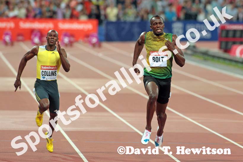 Usain Bolt, 100 metres,  2013 IAAF Diamond League, Sainsbury's Anniversary Games, Queen Elizabeth Olympic Park, London.